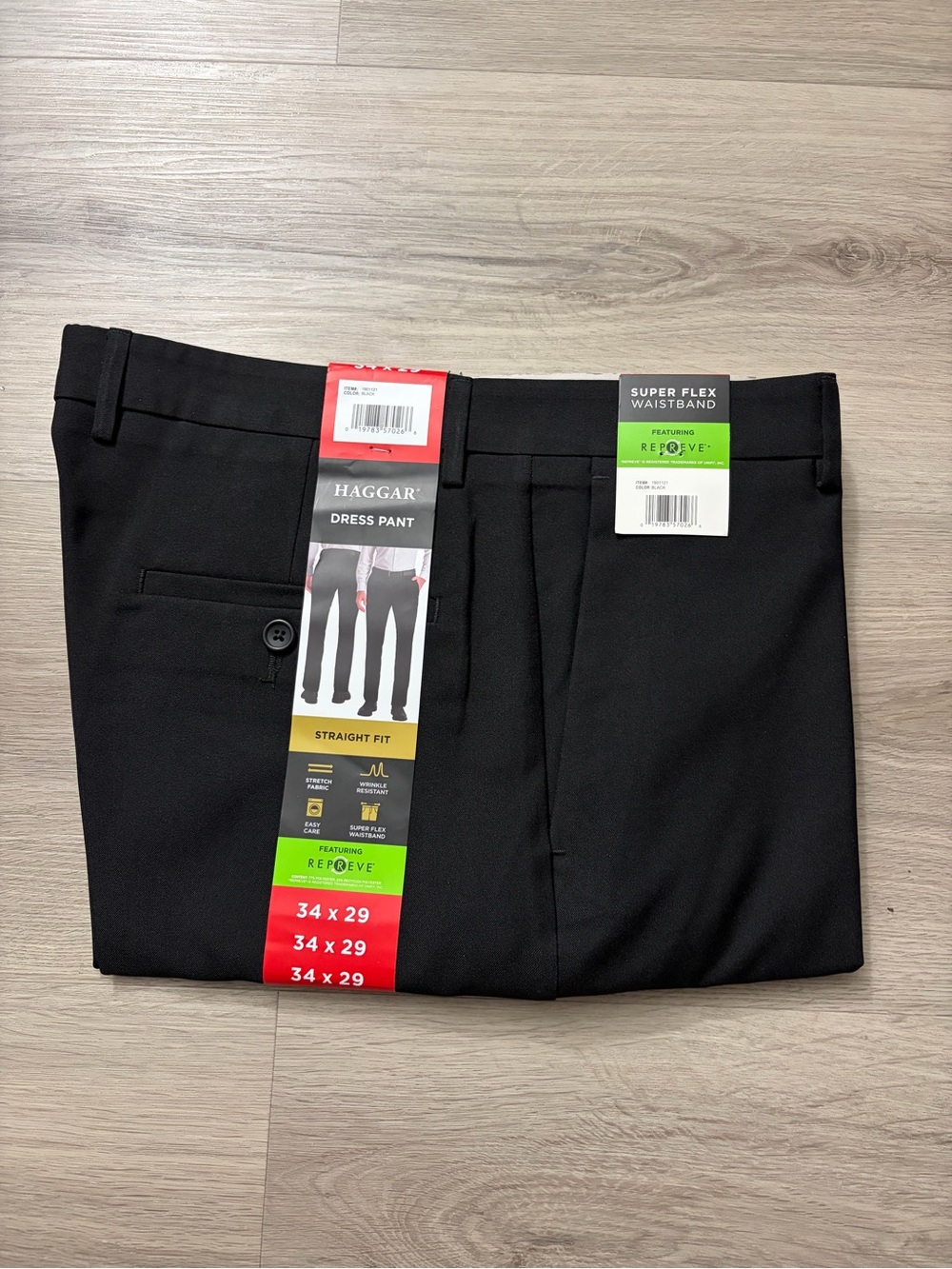 Haggar Black Straight Fit Dress Pants